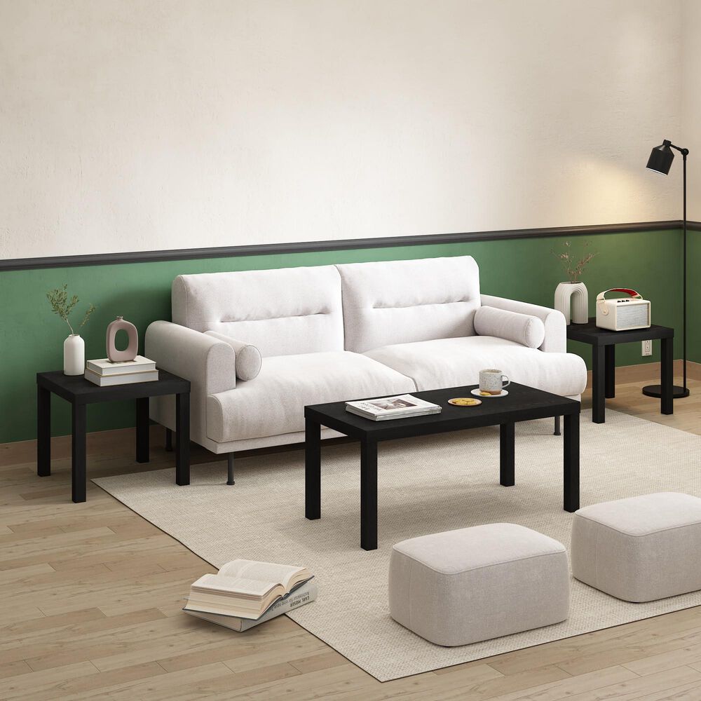 HOMLUX Classic Homey Square End Table in Black (Set of 2), , large