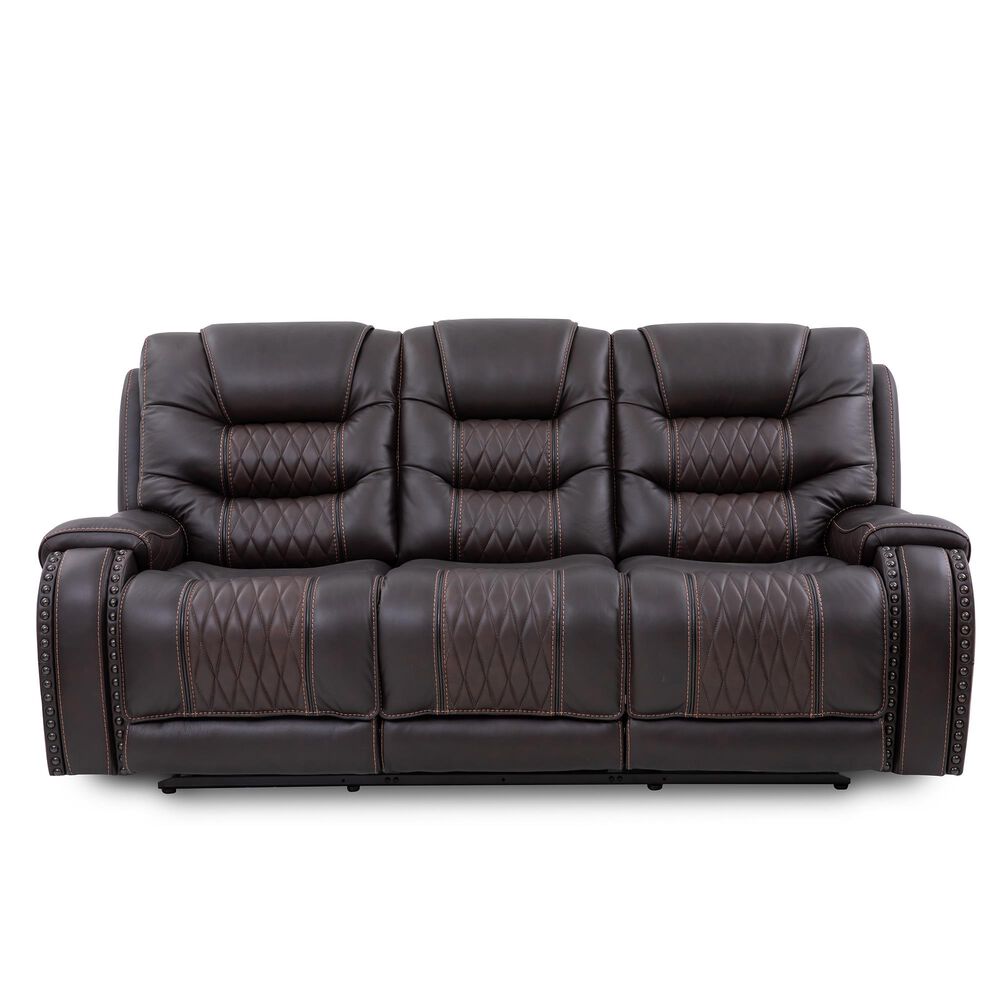 Oxford Furniture Leather Power Reclining Sofa with Power Headrest in