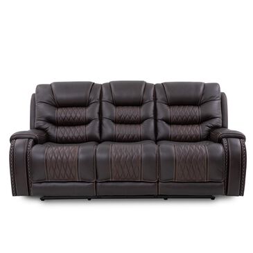 Oxford Furniture Leather Power Reclining Sofa with Power Headrest in Santorini Cafe, , large