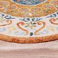 L&R Resources Sinuous Leon Medallion 4" Round Orange, Cream, Blue and Green Area Rug, , large