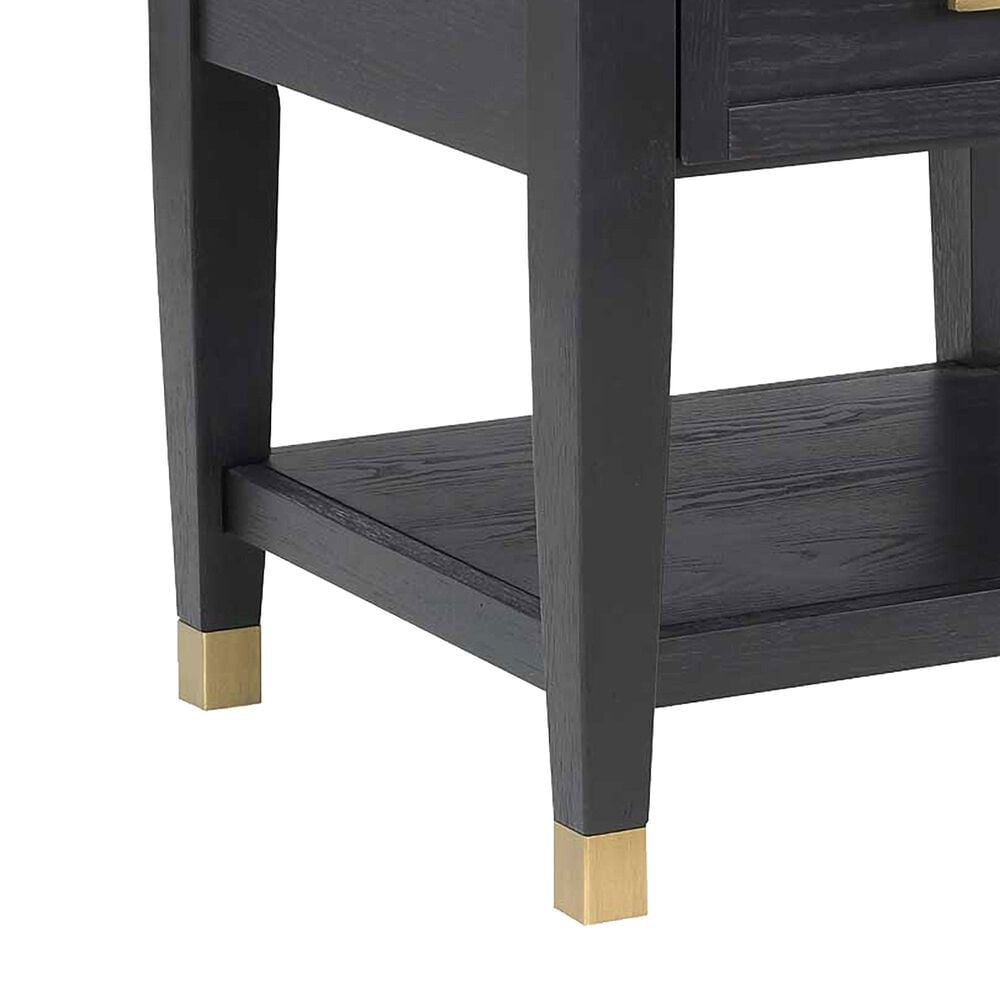 Steve Silver Yves 1-Drawer End Table in Rubbed Charcoal and Brushed Brass, , large