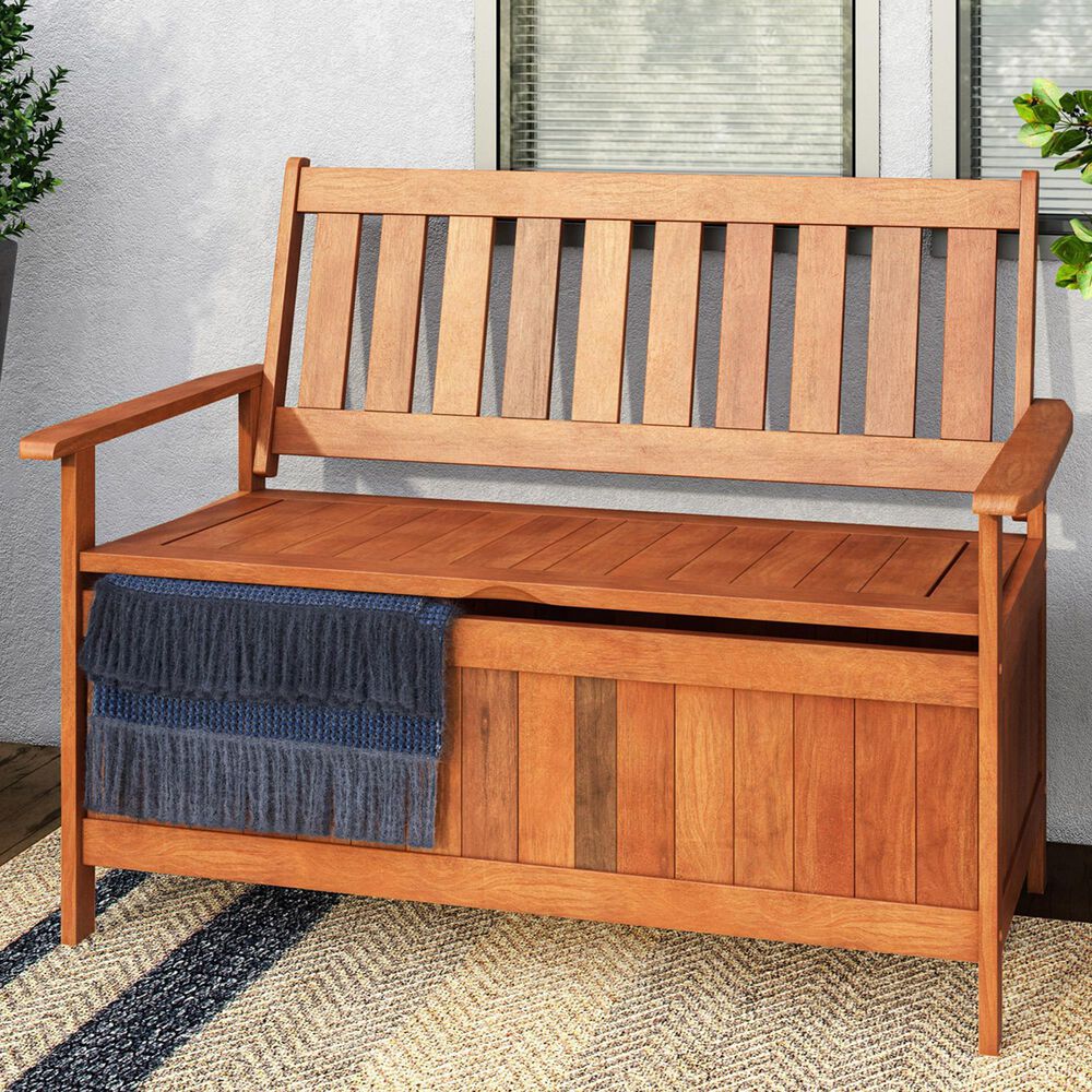CorLiving Miramar Patio Storage Bench in Brown, , large