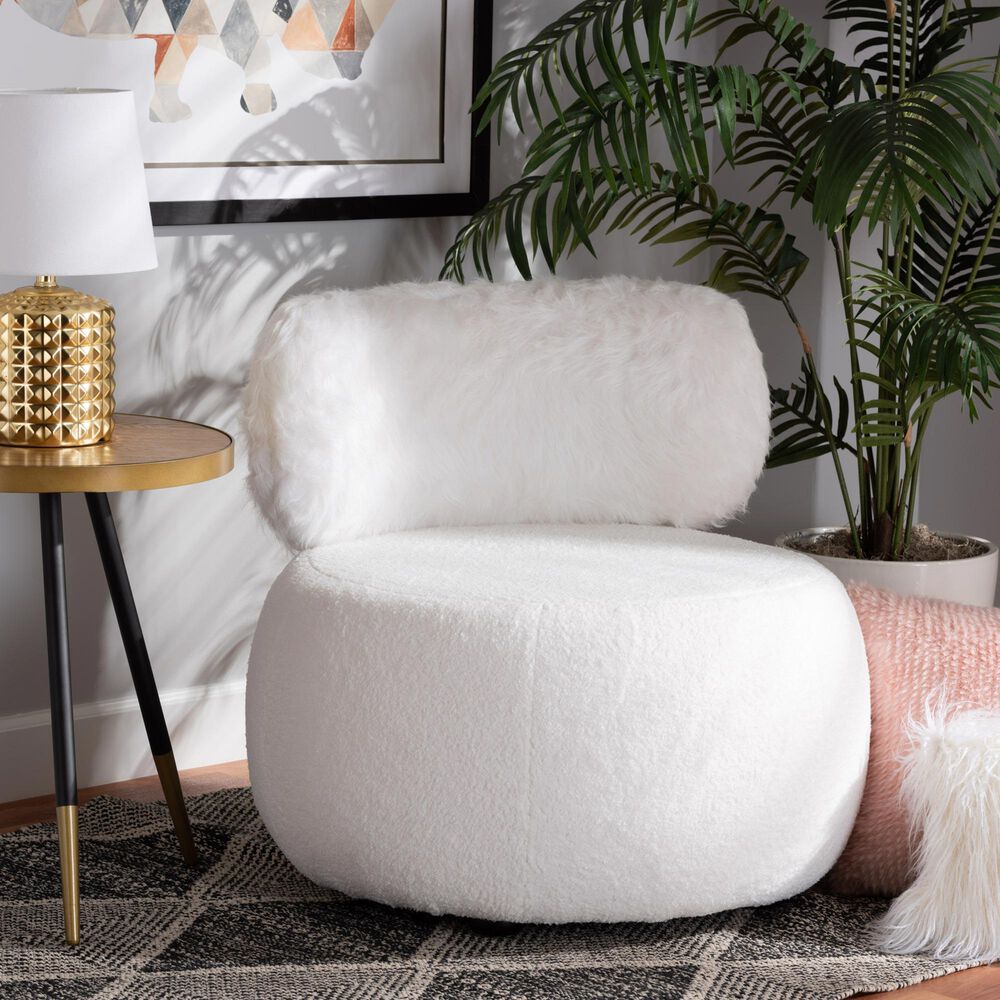 Baxton Studio Tayla Accent Chair in White, , large