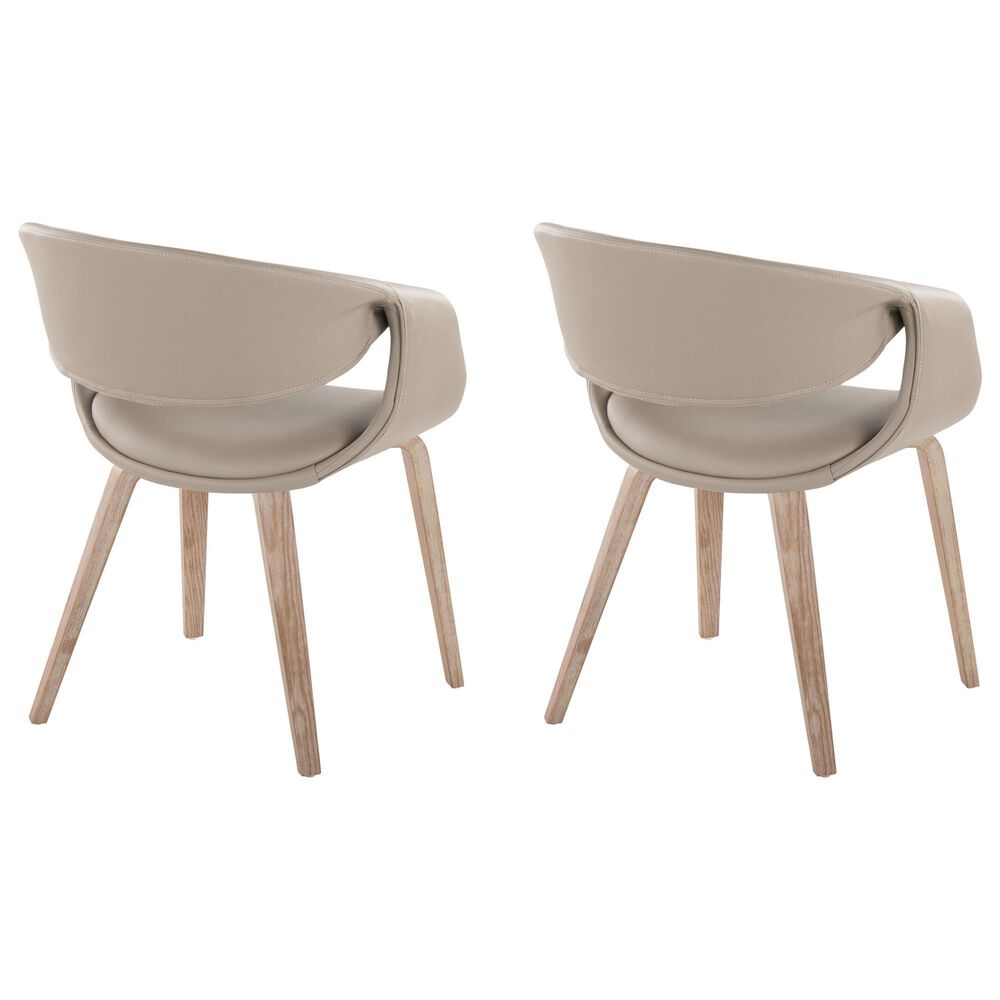 LumiSource Curvo Contemporary Upholstered Chair in Whitewashed Wood and Light Grey Faux Leather by LumiSource - Set of 2, , large