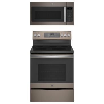 GE Appliances 2-Piece Kitchen Package with 30"" Electric Range and 1.9 Cu. Ft. Microwave Oven in Slate, , large