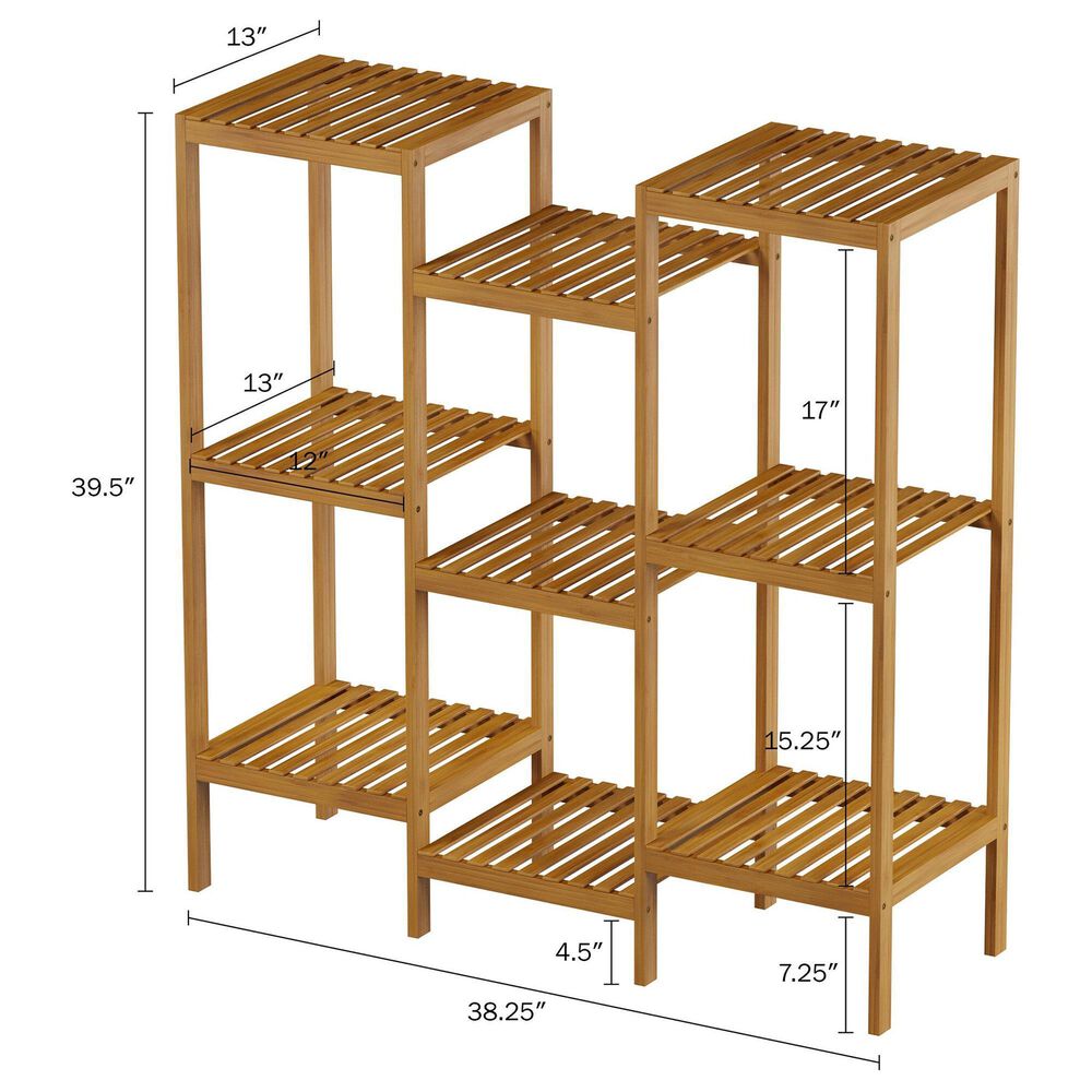 Timberlake Pure Garden 9-Shelf Plant Stand in Natural Wood, , large