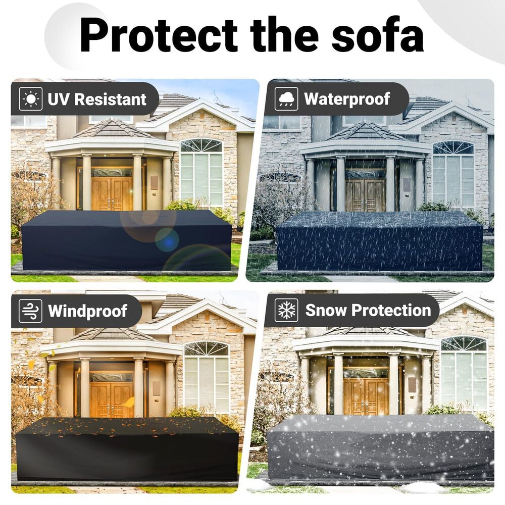 HOMLUX 126" Waterproof Patio Cover with Adjustable Drawstring in Black, , large