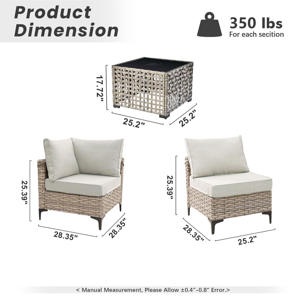 HOMLUX 7-Piece Patio Conversation Set in Beige, , large