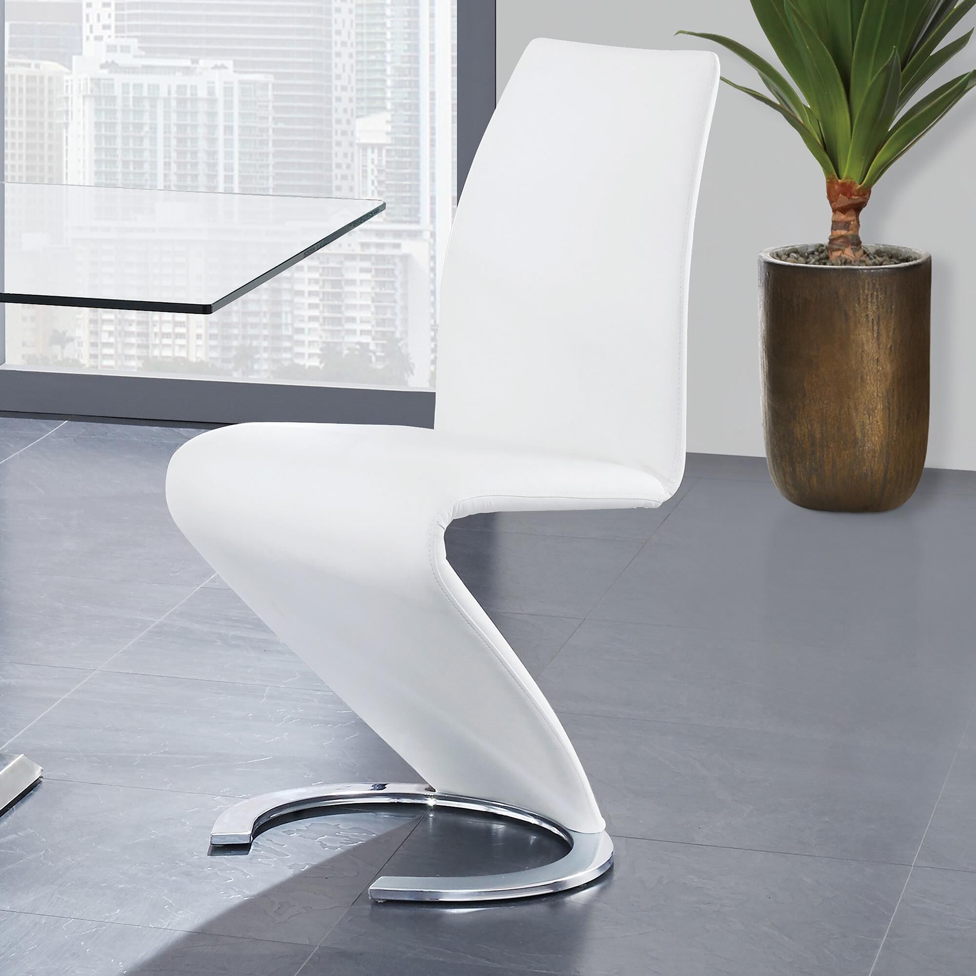Global Furniture USA Zig-Zag Dining Chair in White | Nebraska 