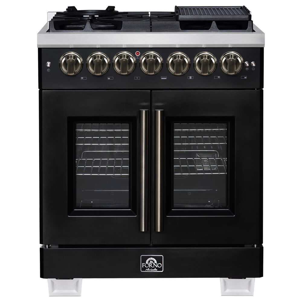 Forno Capriasca 30" Freestanding French Door Dual Fuel Range in Black, , large