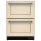 KitchenAid 24" Undercounter Double-Drawer Refrigerator Freezer - Panels Sold Separately, , large