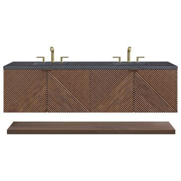 James Martin Vanities Marcello 72" Double Bathroom Vanity in Chestnut with 3 cm Charcoal Soapstone Quartz Top and Rectangular Sinks, , large
