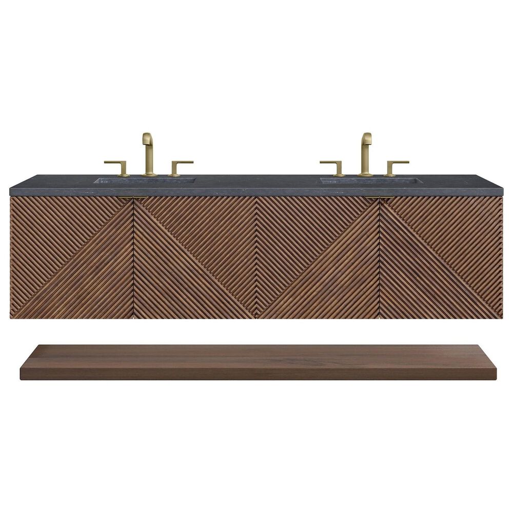 James Martin Vanities Marcello 72" Double Bathroom Vanity in Chestnut with 3 cm Charcoal Soapstone Quartz Top and Rectangular Sinks, , large