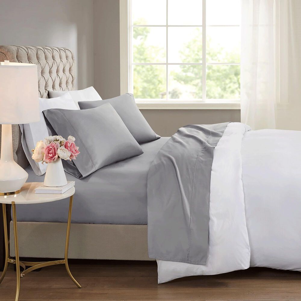 Hampton Park 600 Thread Count Grey  Cooling Cotton Blend Sheet Set, , large