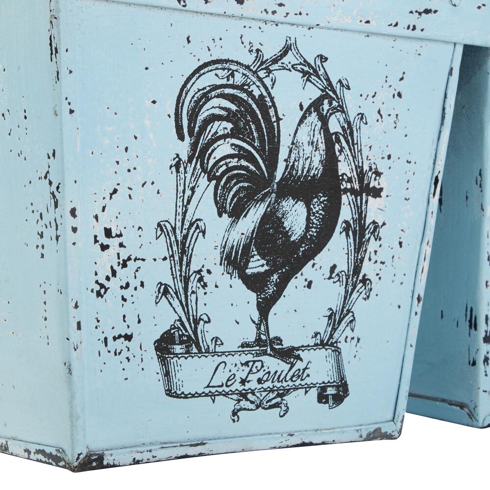 Maple and Jade 11&quot; Vintage Metal Planter in Light Blue, , large