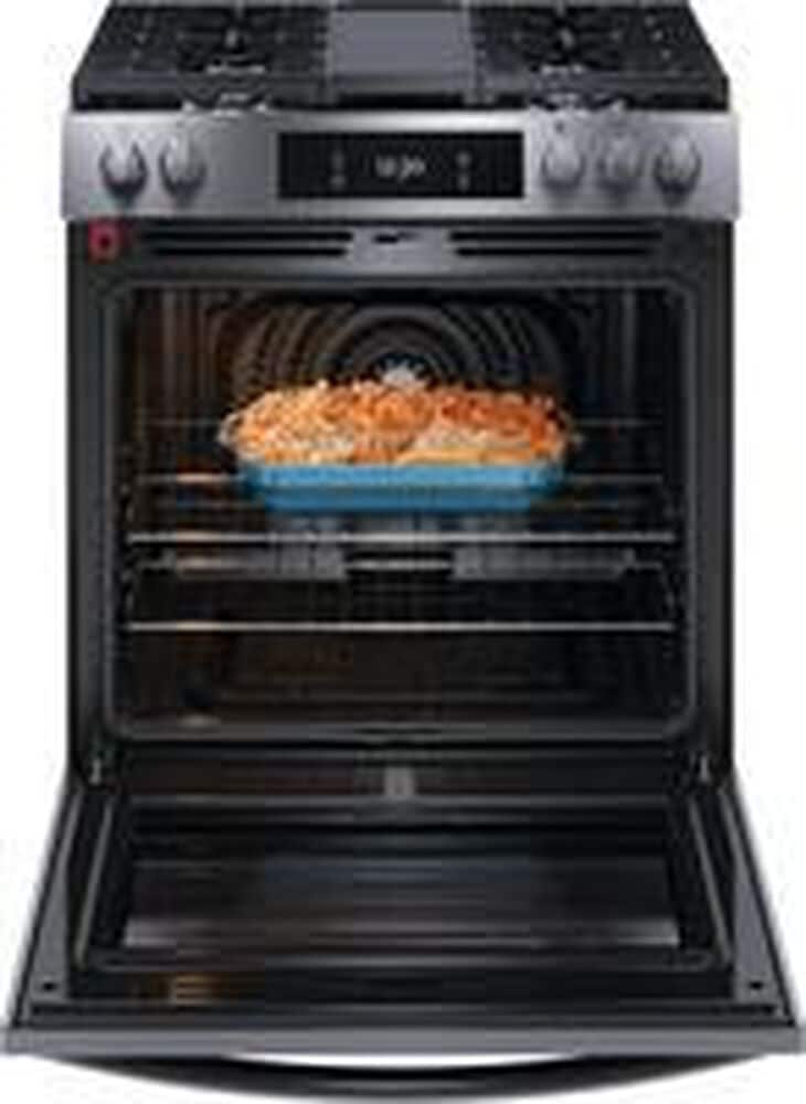 Frigidaire Gallery 30" Front Control Gas Range with Total Convection in Black Stainless Steel, , large