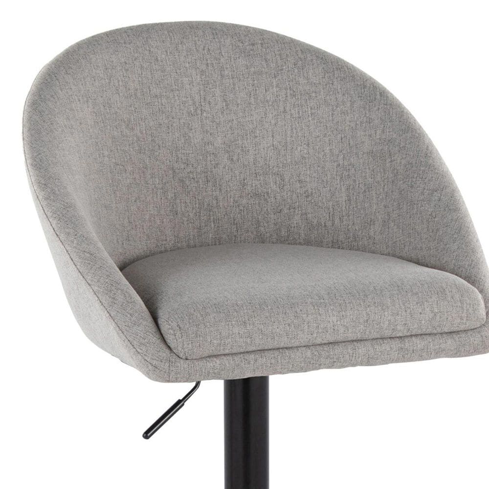 LumiSource Matisse Adjustable Swivel Barstool with Grey Fabric Upholstery in Black (Set of 2), , large