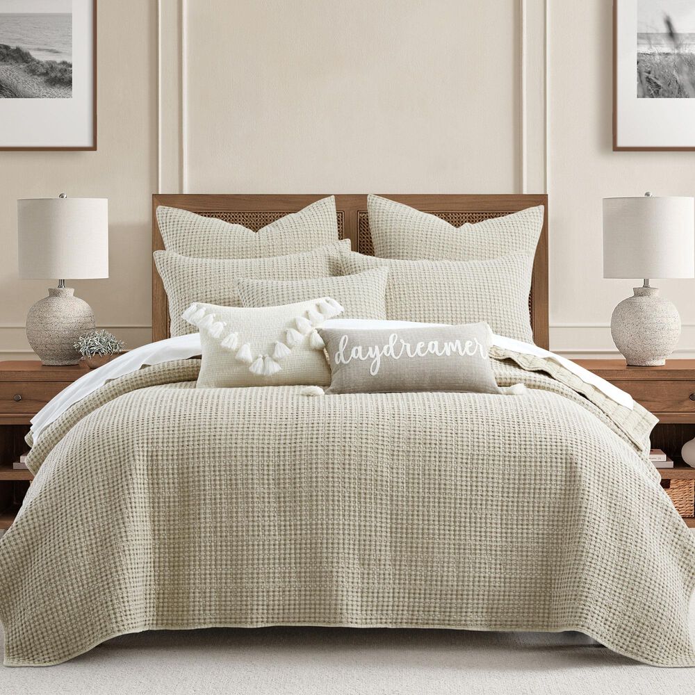 Levtex Mills Waffle 3-Piece Full/Queen Quilt Set in Wheat, , large