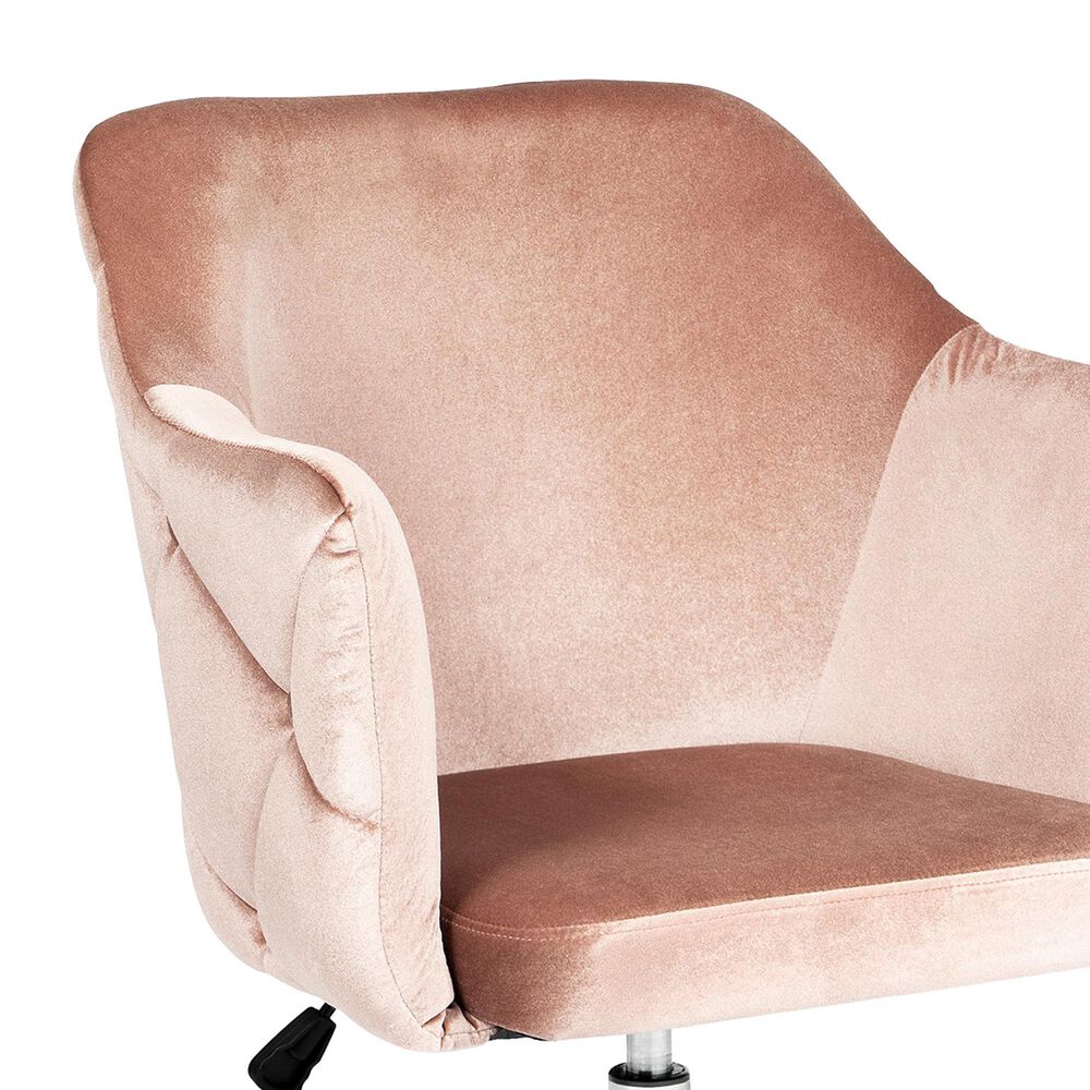 Impressions Vanity Pearl Tufted Vanity Chair with Pink Cushion in Silver, , large