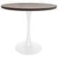 Leisuremod LeisureMod Bristol Dining table, White Base with 36 Round Dark Walnut MDF top, , large