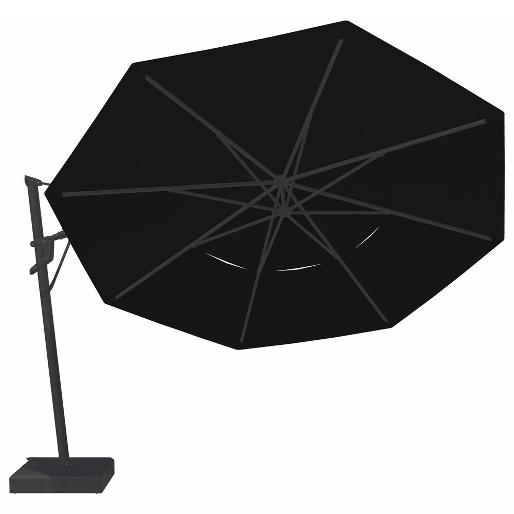 Garden Party Starlux AKZ Plus 13" Octagon Cantilever Umbrella with Base in Black, , large