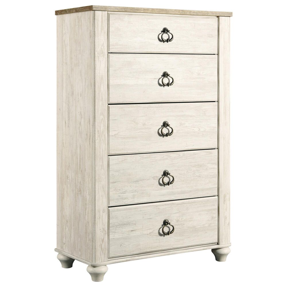 Ashley Willowton 5-Piece Queen Panel Bedroom Set in Whitewash, , large