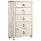 Ashley Willowton 5-Piece Queen Panel Bedroom Set in Whitewash, , large