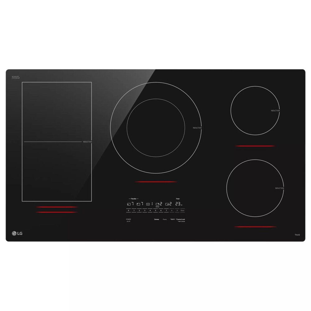 LG 2-Piece Kitchen Package with Print Proof Stainless Steel 4.7 Cu. Ft. Smart Single Wall Oven and Black 36" Induction Cooktop, , large