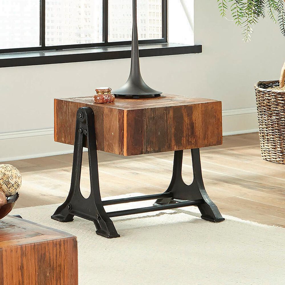 Pacific Landing Scott Living Workshop End Table in Recycled Wood , , large