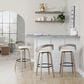 LumiSource Grotto 30" Swivel Barstool with White Faux Leather Upholstery in Light Grey and Black (Set of 2), , large
