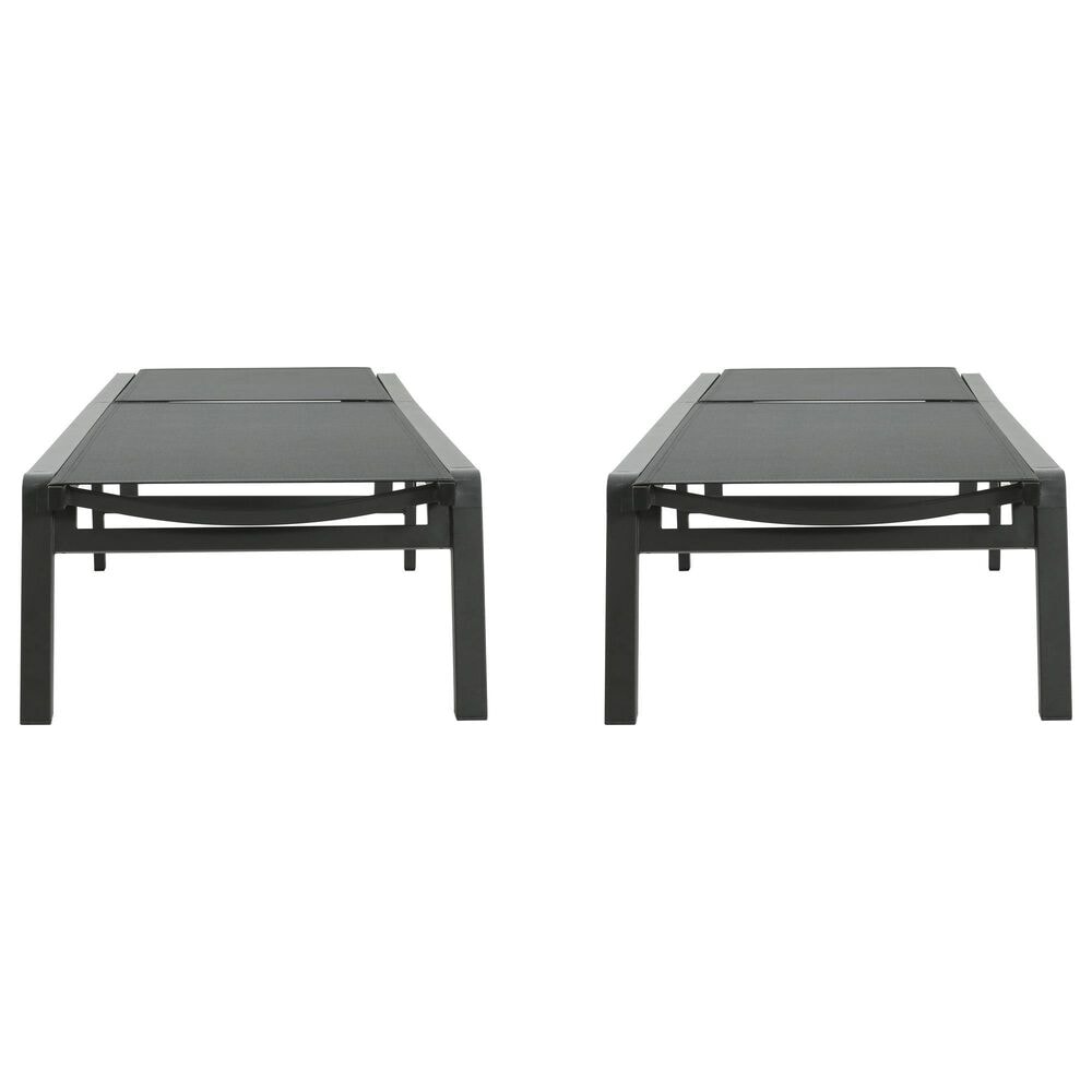 Hearth and Haven Cape Coral Outdoor Chaise Lounge with Adjustable Backrest and Wheels in Black and Gray &#40;Set of 2&#41;, , large