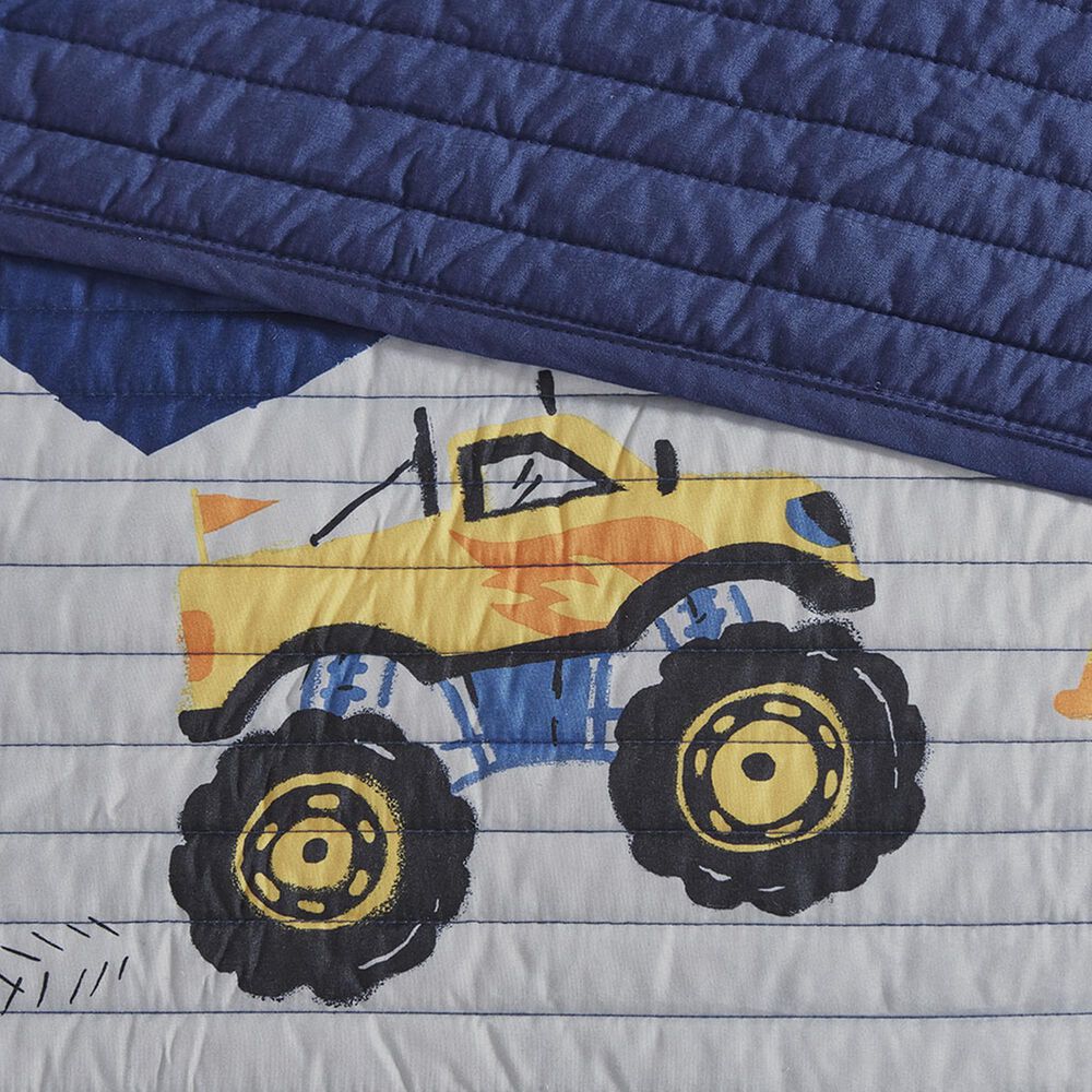 Hampton Park Nash 4-Piece Full/Queen Reversible Quilt Set in Green, Orange, Blue and Grey, , large