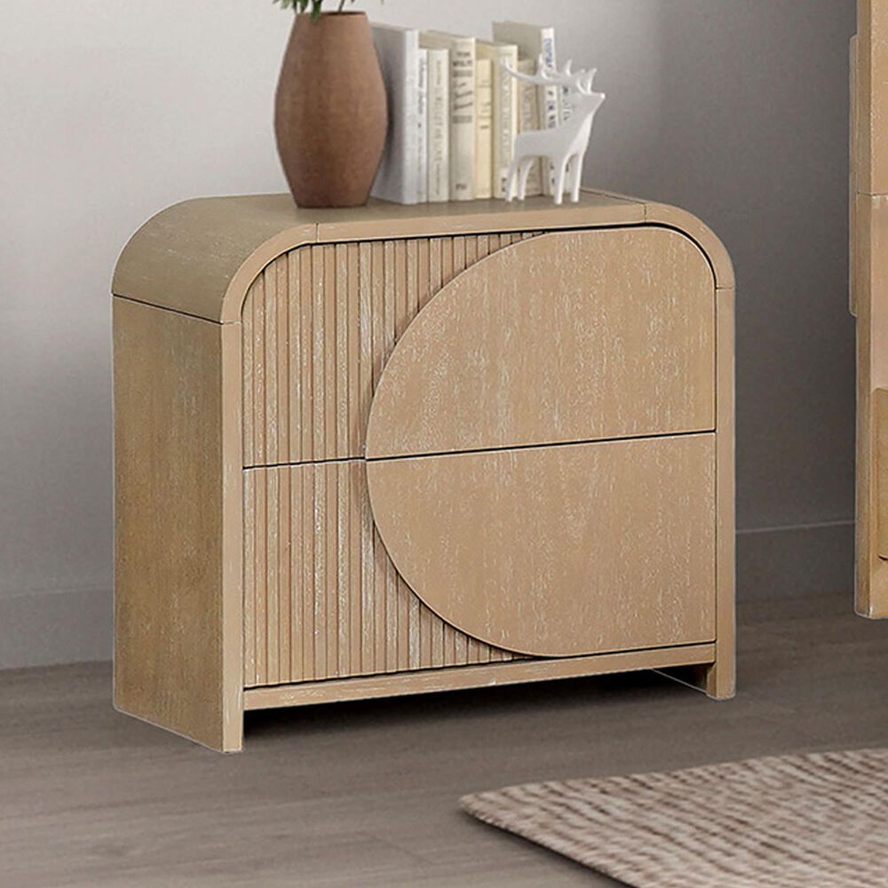 Furniture of America Tangentry 2-Drawer Nightstand in Natural, , large