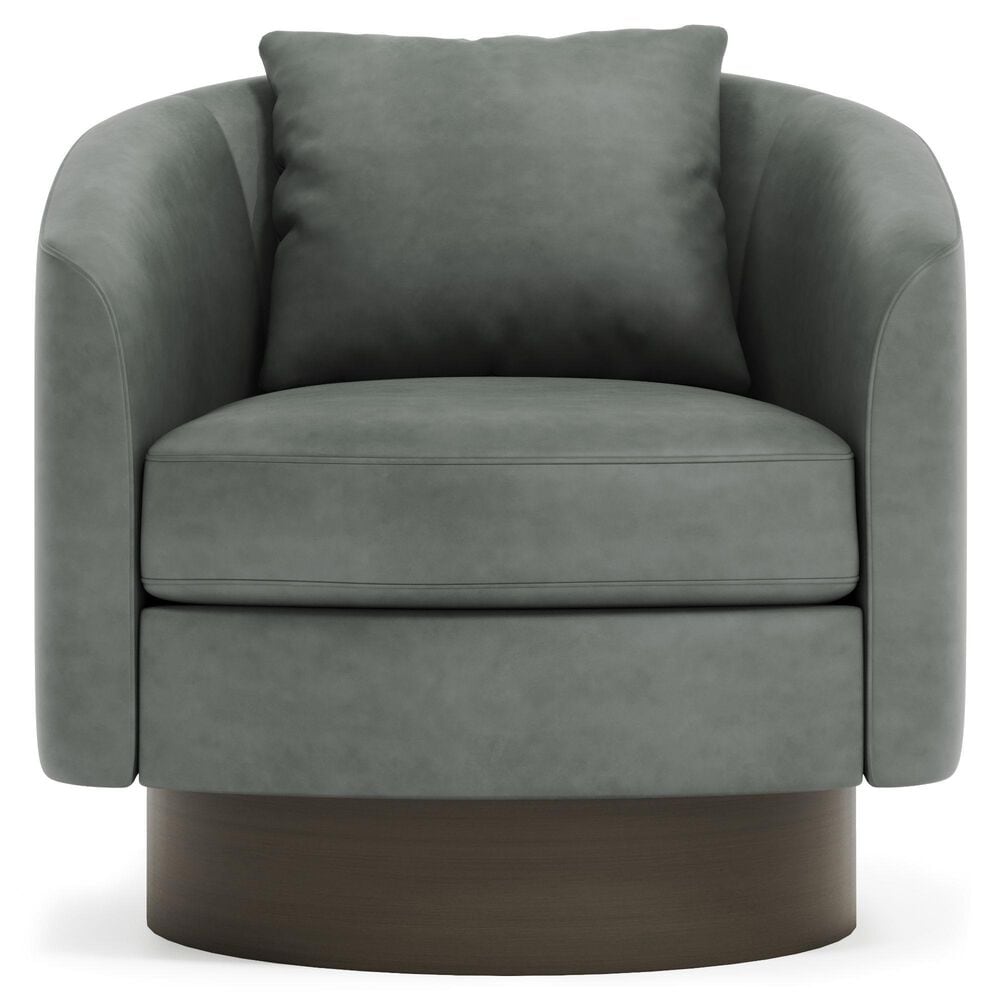 Bernhardt Camino Leather Swivel Chair in Green, , large