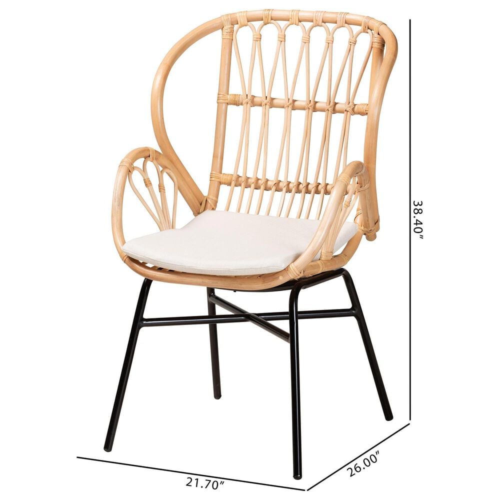 Baxton Studio Caelia Arm Chair in Black and Natural Brown, , large