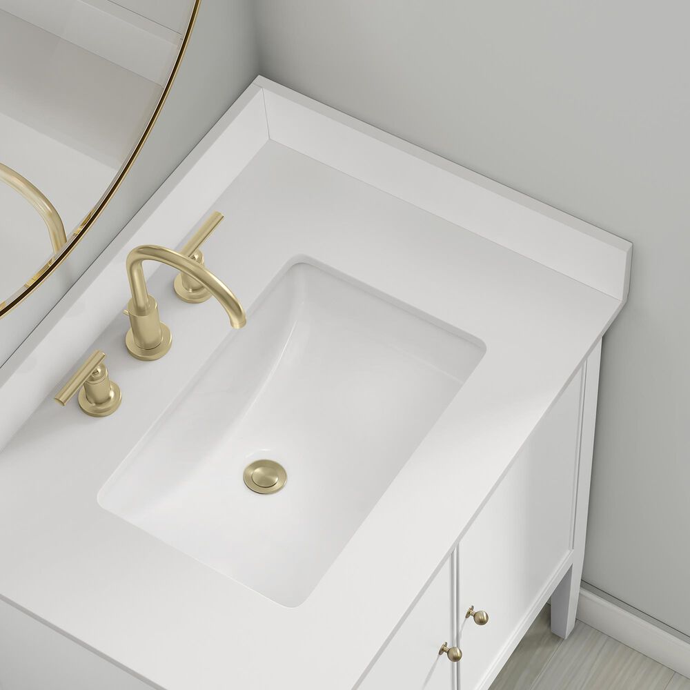 37B Heston 30" Single Bathroom Vanity in Bright White with White Composite Stone Top and Backsplash, , large