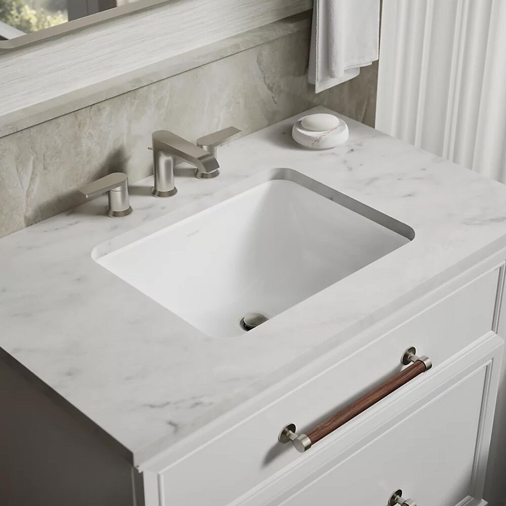 Kohler Caxton Rectangular Undermount Bathroom Sink in White, , large