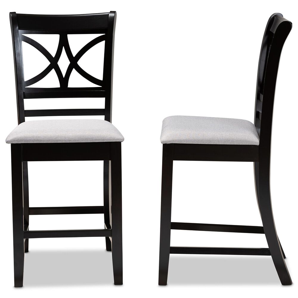 Baxton Studio Chandler Counter Height Pub Chair with Grey Cushion in Espresso Brown (Set of 2), , large