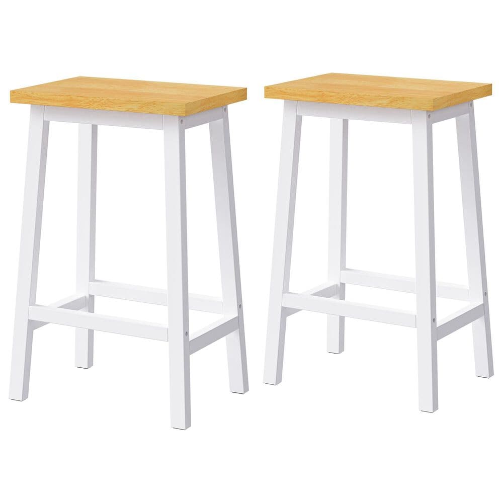 HOMLUX 25.6" Counter Stool in Light Brown and White (Set of 2), , large