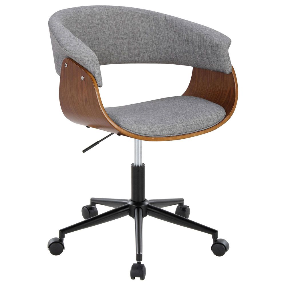 Lumisource Vintage Mod Office Chair with Light Grey Cushion in Walnut and Black, , large