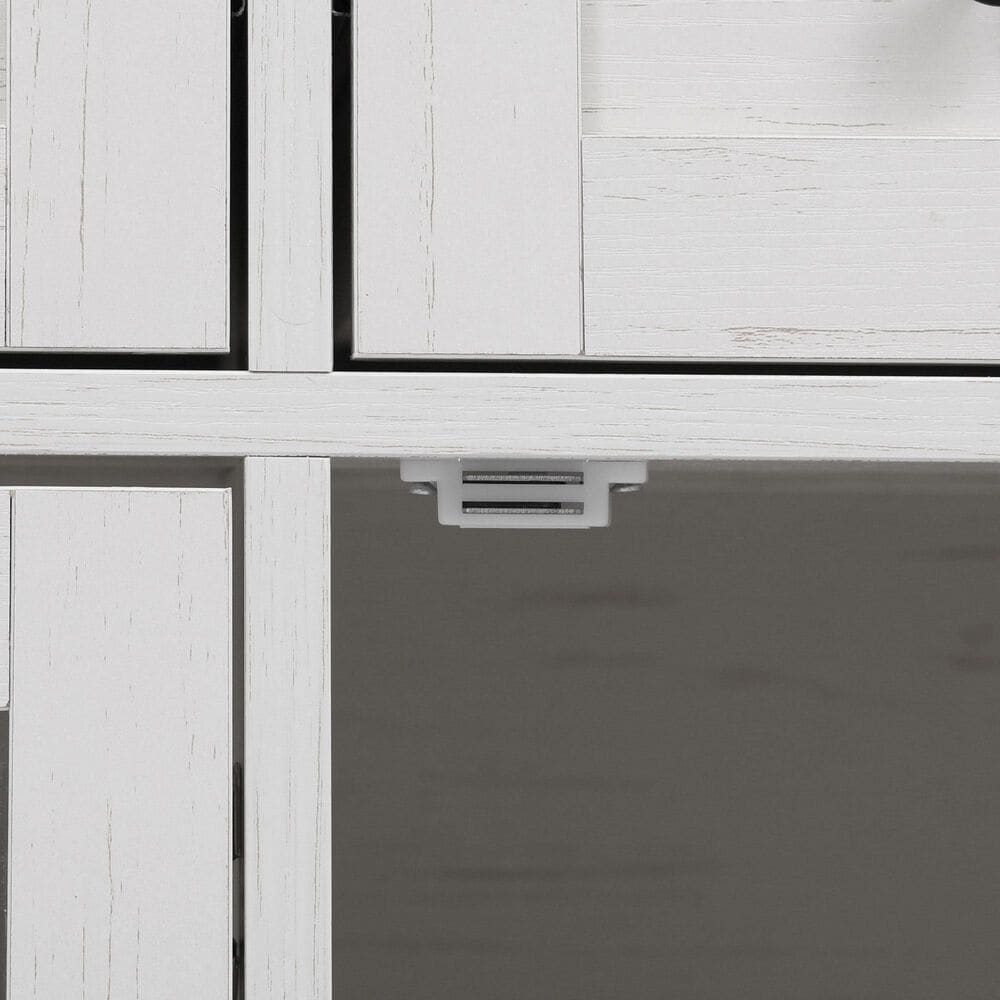 HOMLUX 53" Kitchen Island with Two Tempered Glass Cabinet Door in White, , large