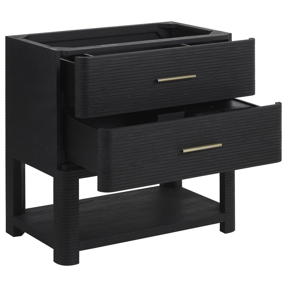 James Martin Vanities Lucian 36&quot; Single Vanity in Carbon Oak with 3 cm White Zeus Quartz Top, , large