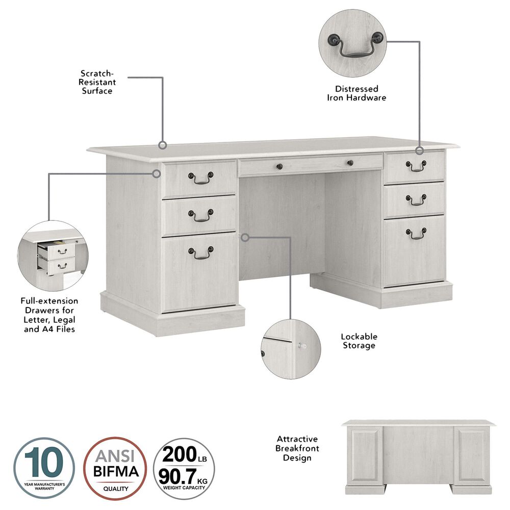 Bush Saratoga Executive Desk in Linen White Oak Nebraska Furniture Mart