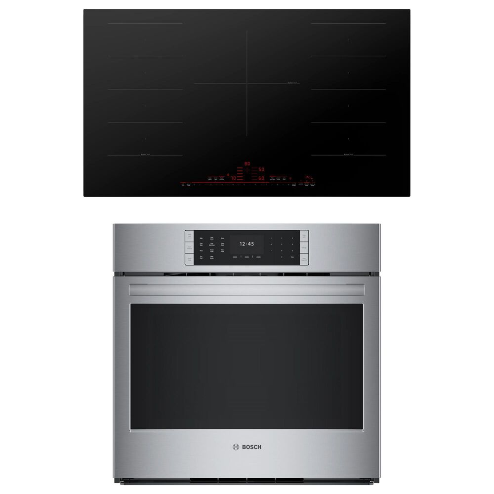 Bosch Benchmark 2-Piece Kitchen Package with Stainless Steel 30" Single Wall Oven and Black 36" Smart Induction Cooktop, , large