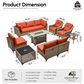HOMLUX 11-Piece Patio Conversation Set with LED Coffee Table in Orange Red, , large