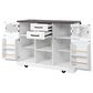 HOMLUX 54.9" Kitchen Island with Drop Leaf in White and Brown, , large