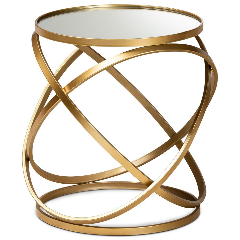 Baxton Studio Desma End Table in Brushed Gold, , large