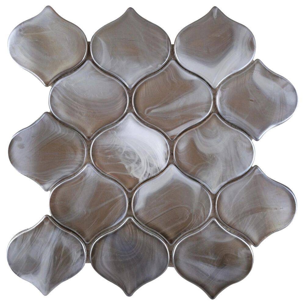 Emser Splash Tan 10" x 10" Arabesque Glass Mosaic Sheet, , large