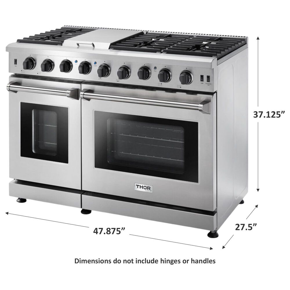 Thor Kitchen 48&quot; Freestanding Professional Gas Range with Storage Drawer in Stainless Steel, , large