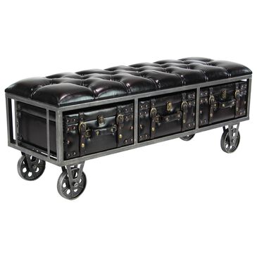 Maple and Jade Industrial Storage Bench in Black, , large
